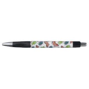 Watercolor pattern of beetles and butterflies