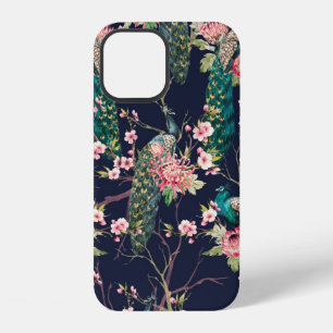 watercolor pattern peacock on a tree cherry,flower iPhone 12 case