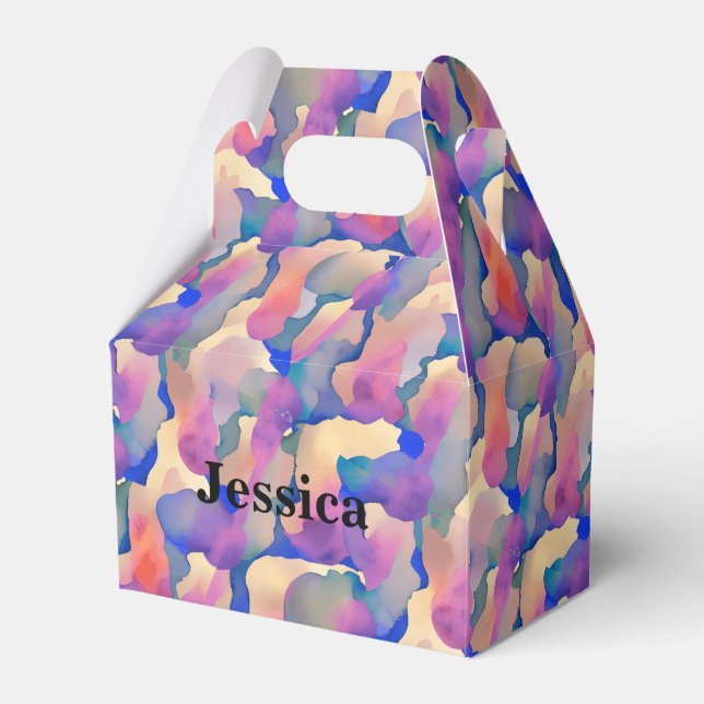 Watercolor Pattern Personalised Favour Box (Front Side)