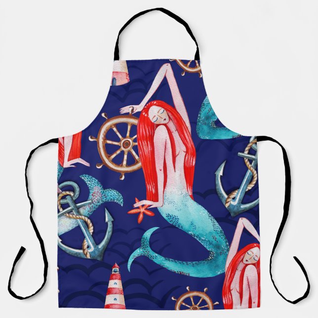 Watercolor pattern sea apron (Front)