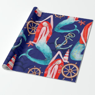 Watercolor pattern sea wrapping paper