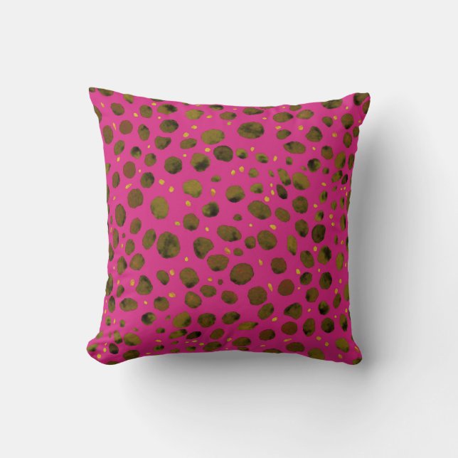 Watercolor Pattern with Abstract Cheetah Skin. Cushion (Front)