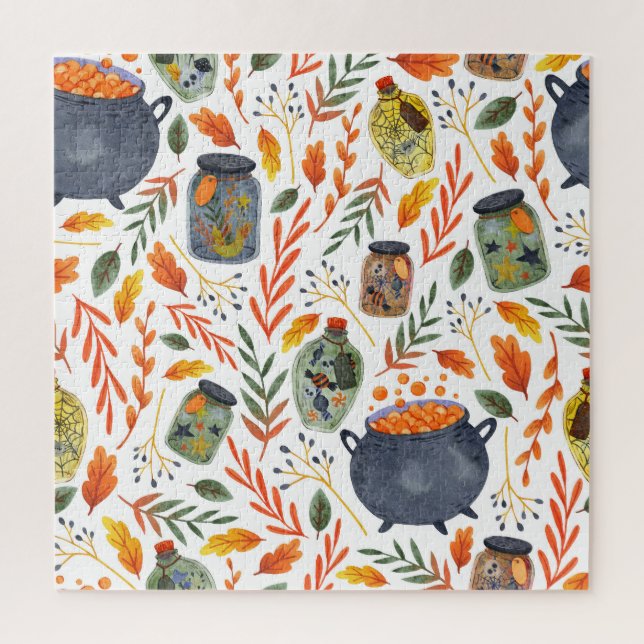 Watercolor Pattern with Autumn Foliage. Jigsaw Puzzle (Vertical)