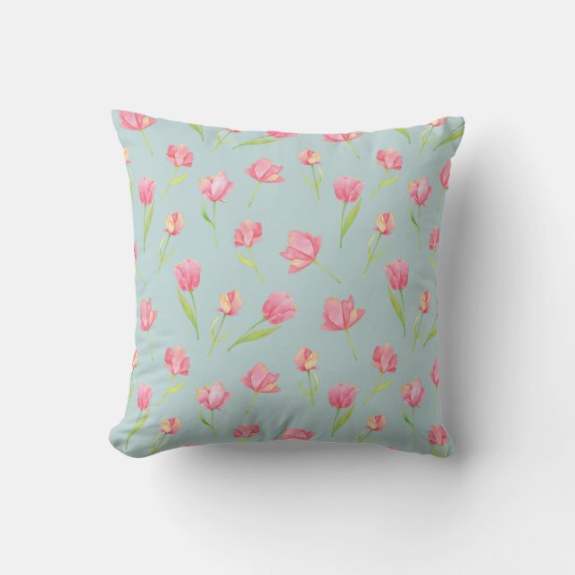 Watercolor Pattern with Delicate Pink Round Pillow (Front)