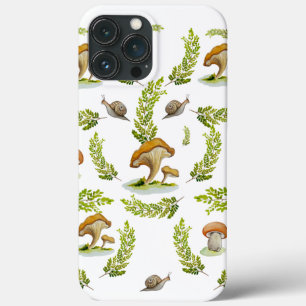 Watercolor pattern with hand-drawn forest mushroom iPhone 13 pro max case