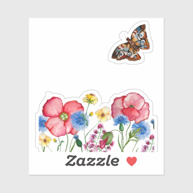 Watercolor pattern with hand-drawn wildflowers (Sheet)