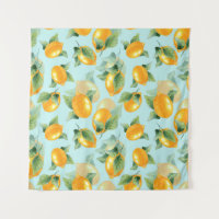 Watercolor pattern with lemons and leaves. Seamles