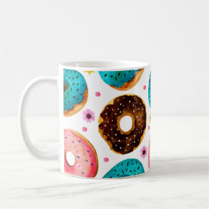 Watercolor pattern with pink, blue and chocolate d coffee mug
