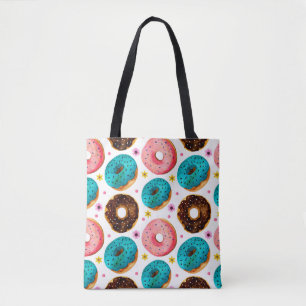 Watercolor pattern with pink, blue and chocolate d tote bag