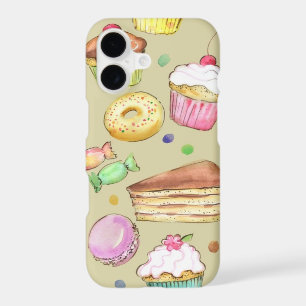 Watercolor pattern with sweets
