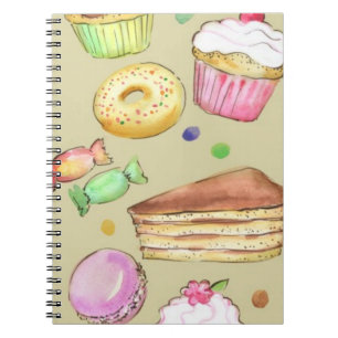 Watercolor pattern with sweets notebook