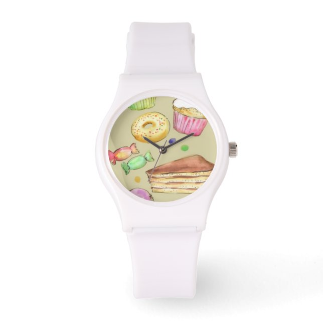 Watercolor pattern with sweets watch (Front)