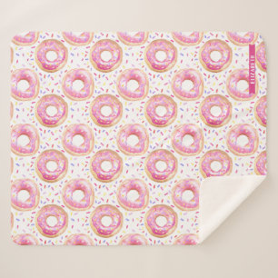 Watercolor Patterned Doughnut and Sprinkles Sherpa Blanket