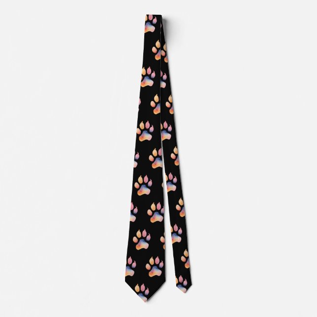 Watercolor Paw Print Background Tie (Front)