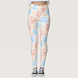 Watercolor Paw Prints & Hearts in Boxes Leggings
