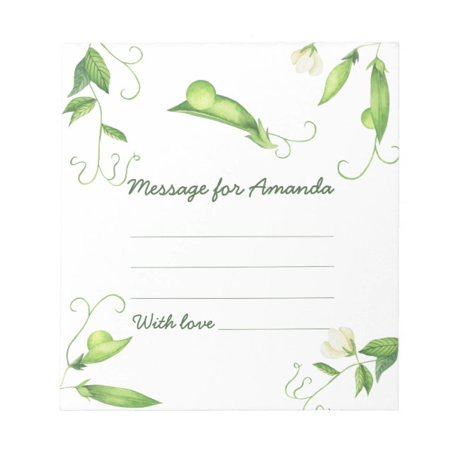 Watercolor Pea birthday time capsule message Notepad (Front)