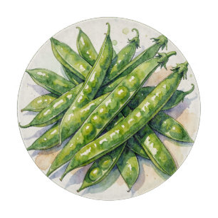 Watercolor Pea Pods Cutting Board