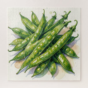 Watercolor Pea Pods Jigsaw Puzzle