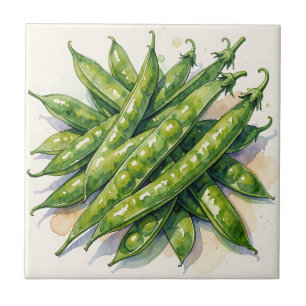 Watercolor Pea Pods Tile