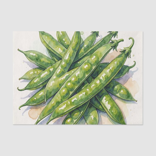 Watercolor Pea Pods Tissue Paper (Front)