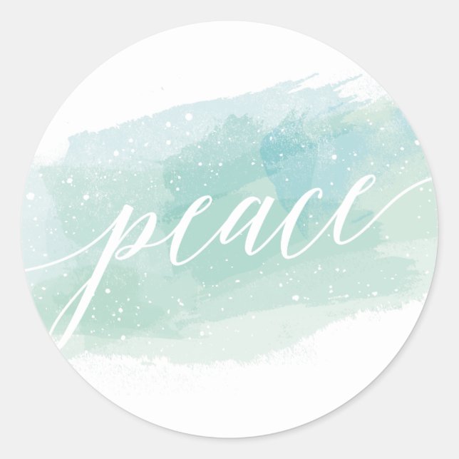 Watercolor Peace Holiday Classic Round Sticker (Front)
