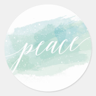 Watercolor Peace Holiday Classic Round Sticker