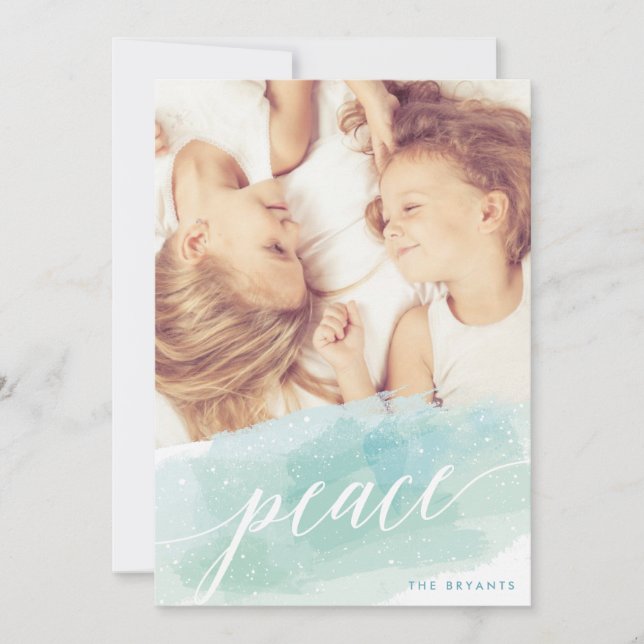 Watercolor Peace Holiday Photo Cards (Front)