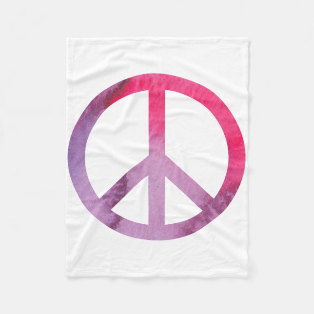 Watercolor Peace Sign Fleece Blanket (Front)