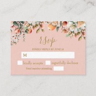 Watercolor Peach and Gold Floral RSVP Enclosure Card