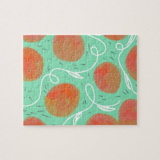 Watercolor Peach and Mango Abstract Jigsaw Puzzle (Horizontal)