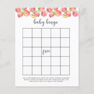 Watercolor peach Baby shower bingo game