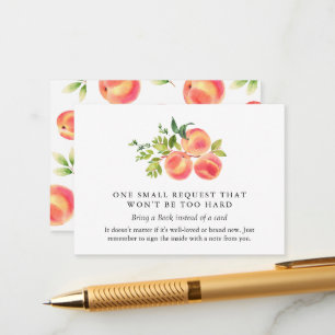 Watercolor Peach Baby Shower Book Request Card