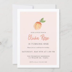 Watercolor Peach Birthday Invitation