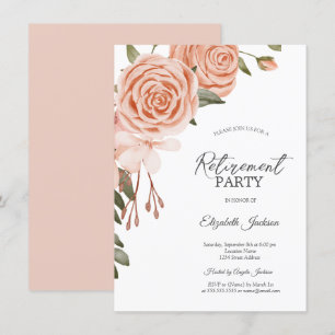 Watercolor Peach Blush Flowers Bridal Shower Invitation
