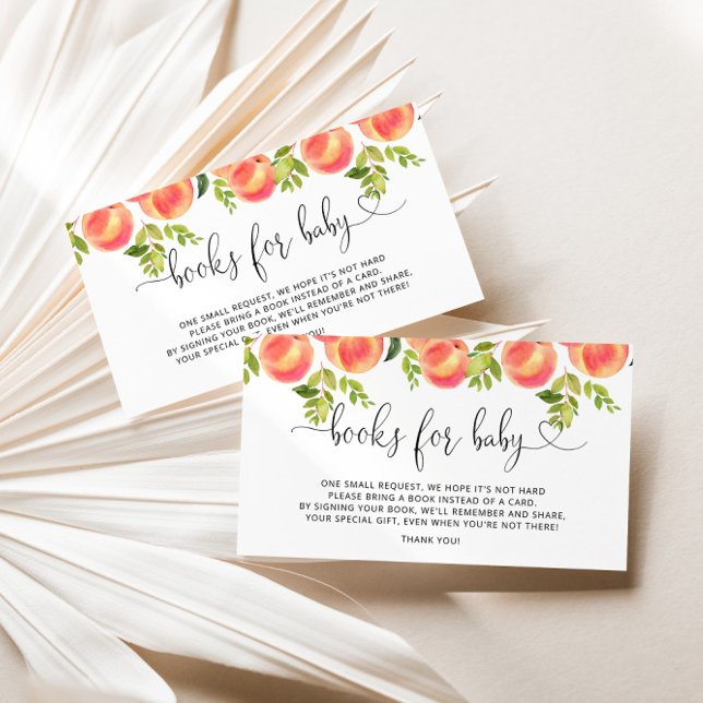 Watercolor peach books for baby ticket enclosure card (Creator Uploaded)