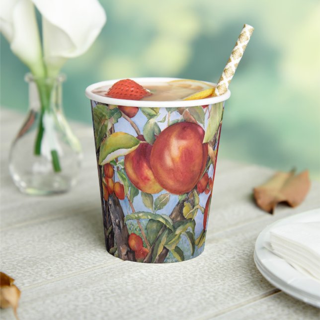 Watercolor peach farm wedding shower Paper cup (Insitu)