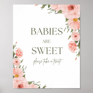 Watercolor Peach Floral Babies Are Sweet Poster