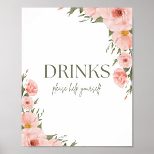 Watercolor Peach Floral Beverage Poster