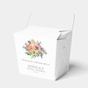 Watercolor Peach Floral Bridal Shower Personalised Favour Box