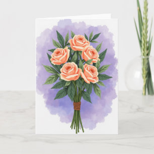 Watercolor Peach Floral Card