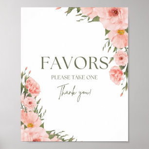 Watercolor Peach Floral Favours Poster