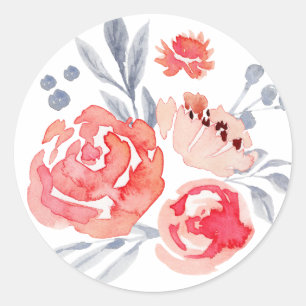 Watercolor Peach Floral Sticker