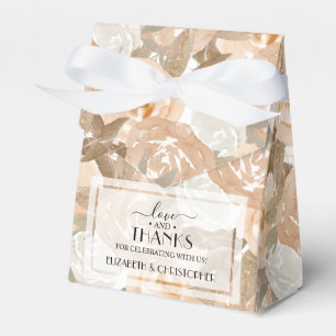 Watercolor Peach Floral Wedding Favour Box