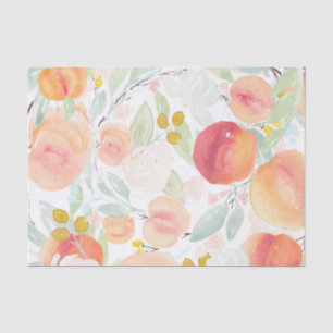 Watercolor Peach Florals Pattern Tissue Paper