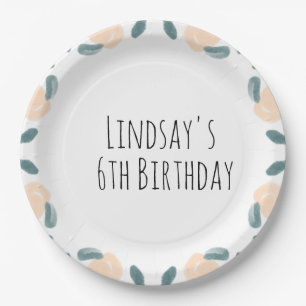 Watercolor Peach Fruit Birthday Border Art  Napkin Paper Plate