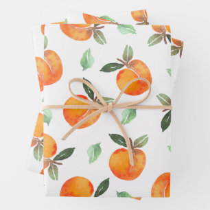 Watercolor Peach Fruit  Wrapping Paper Sheet