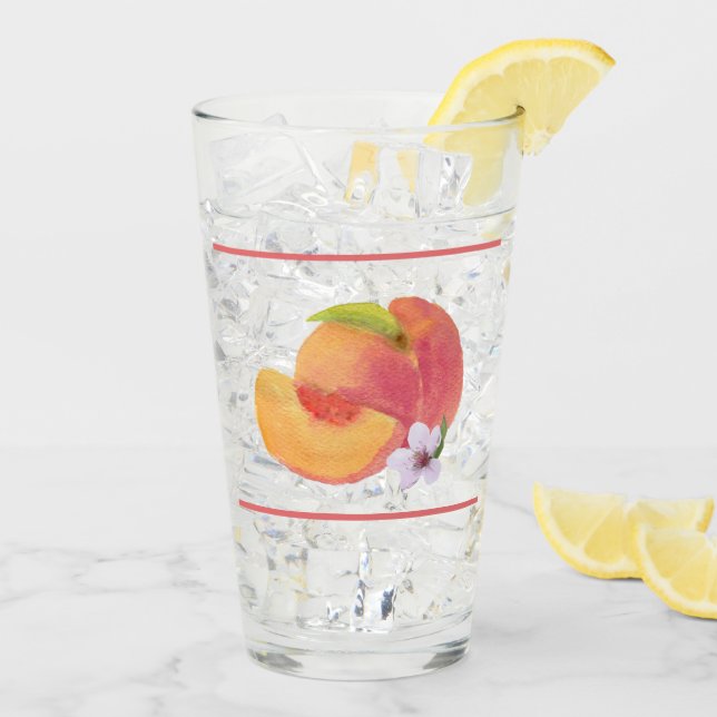 Watercolor Peach Glass Cup (Back Ice)