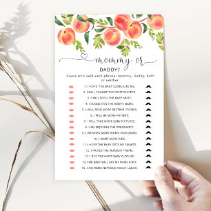 Watercolor peach Mummy or daddy baby shower game