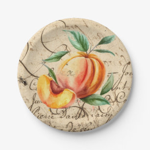 watercolor peach paper plate