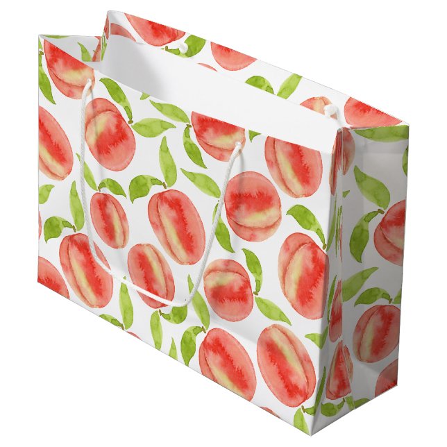 Watercolor Peach Pattern  Large Gift Bag (Front Angled)